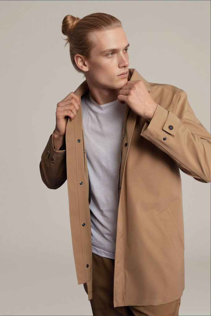 APA Classic Men, waterproof trench coat in Beige Caramel