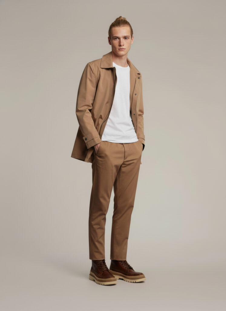 APA Classic Men, waterproof trench coat in Beige Caramel