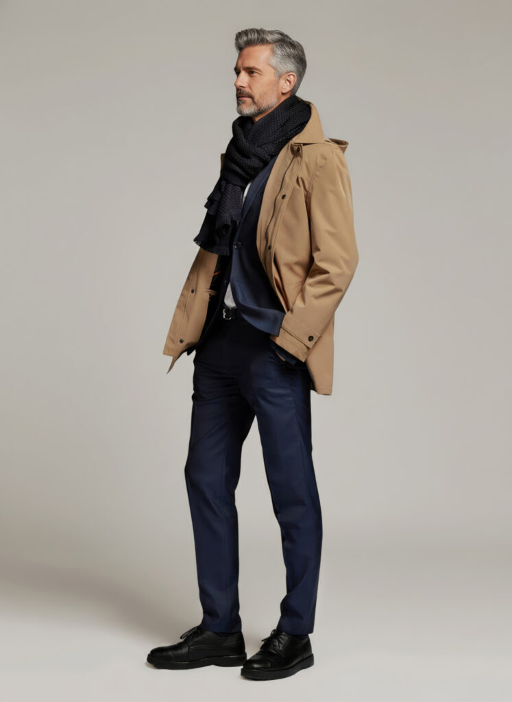 APA Classic Men, waterproof trench coat in Beige Caramel
