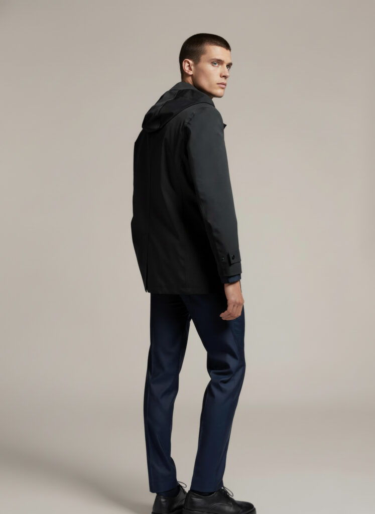 APA Classic Men, waterproof trench coat in Midnight Black