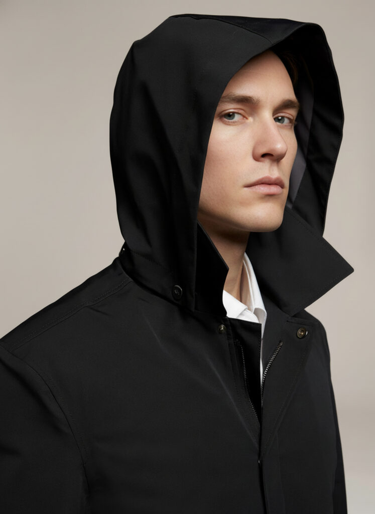 APA Classic Men, waterproof trench coat in Midnight Black