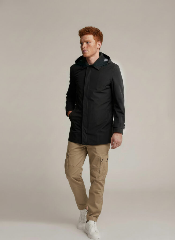 APA Classic Men, waterproof trench coat in Midnight Black