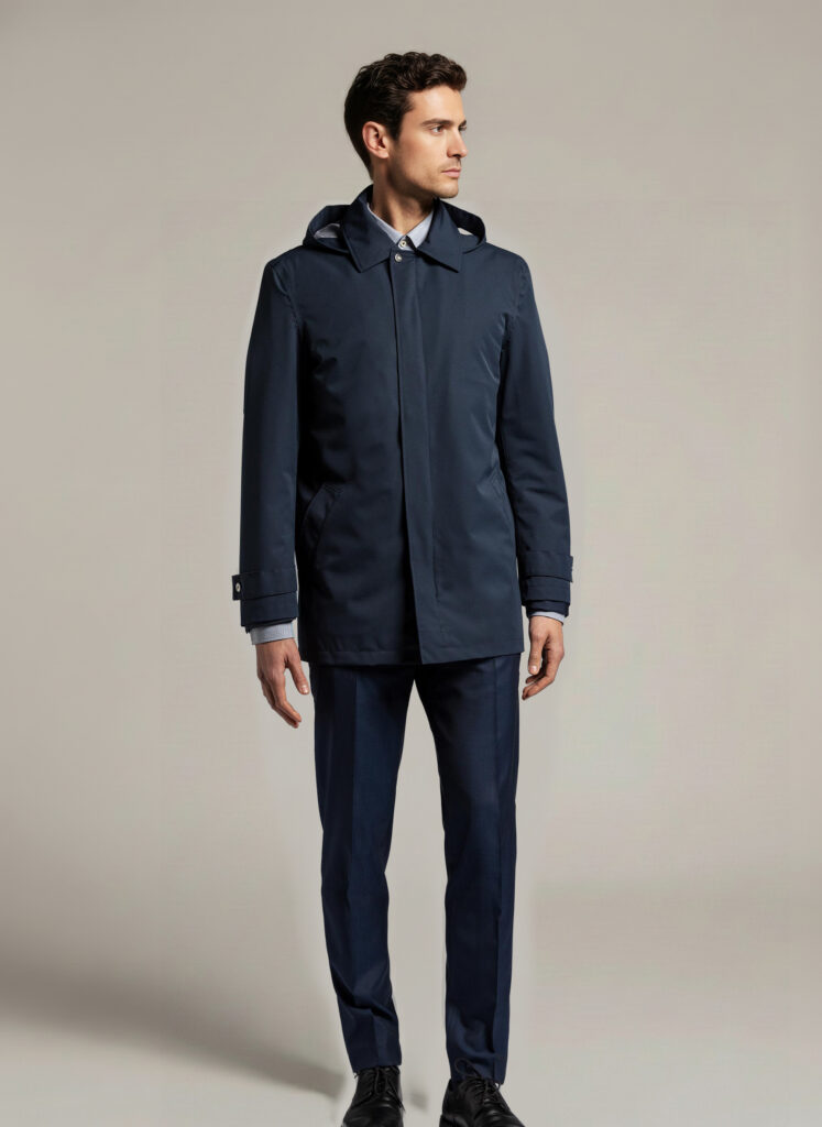 APA Classic Men, waterproof trench coat in Navy Blue