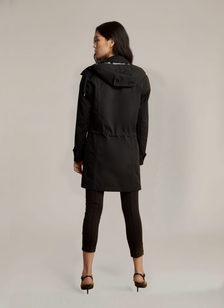 APA Parka Unisex For Her, waterproof parka in Midnight Black, Navy Laces