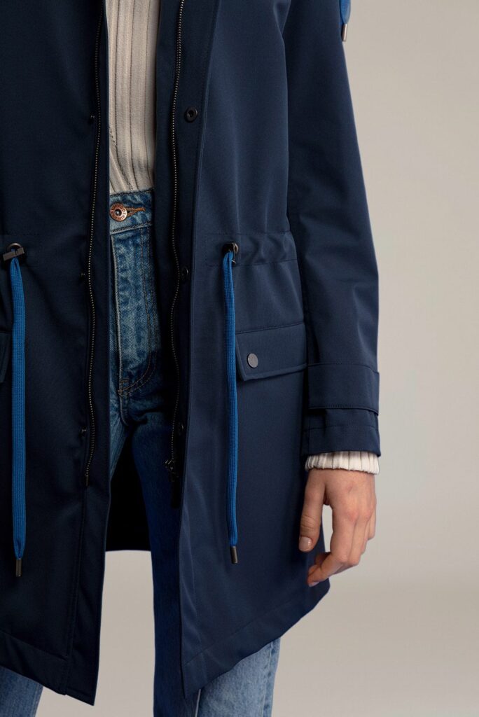APA Parka Unisex For Her, waterproof parka in Navy Blue, Cobalt Laces