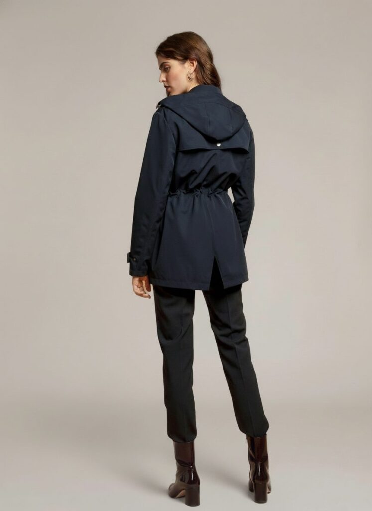 APA Parka Women, waterproof parka in Navy Blue, Beige Laces