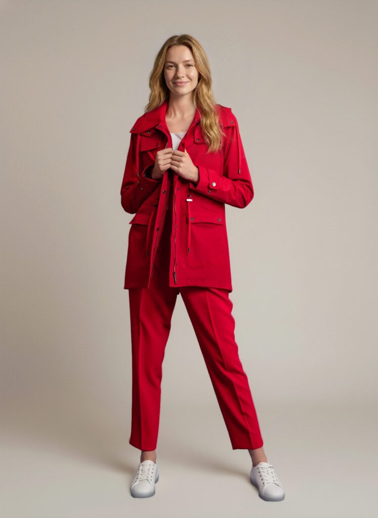 APA Parka Women, waterproof parka in Reddest Red, Red Laces