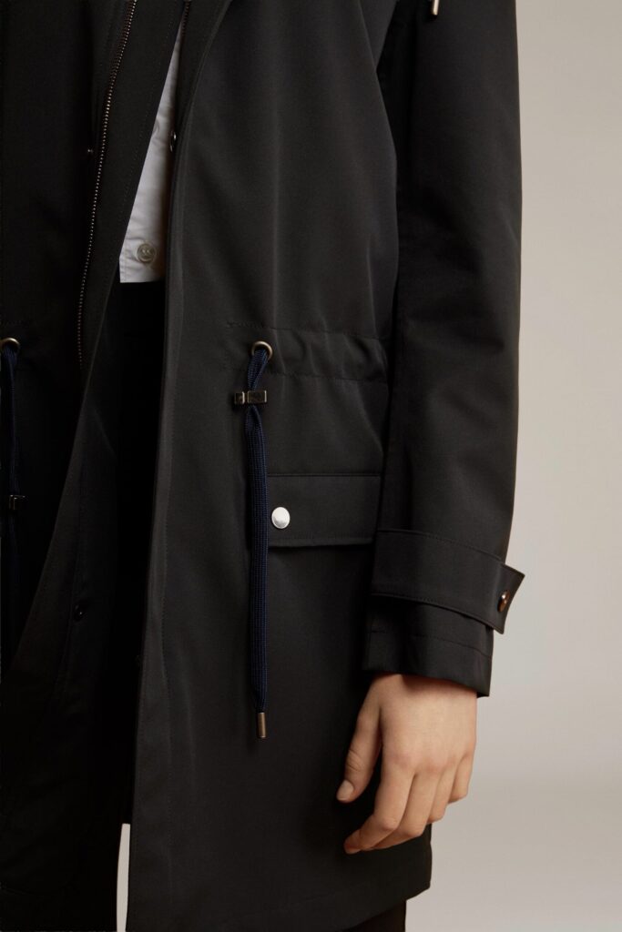 APA Parka Unisex For Her, waterproof parka in Midnight Black, Navy Laces