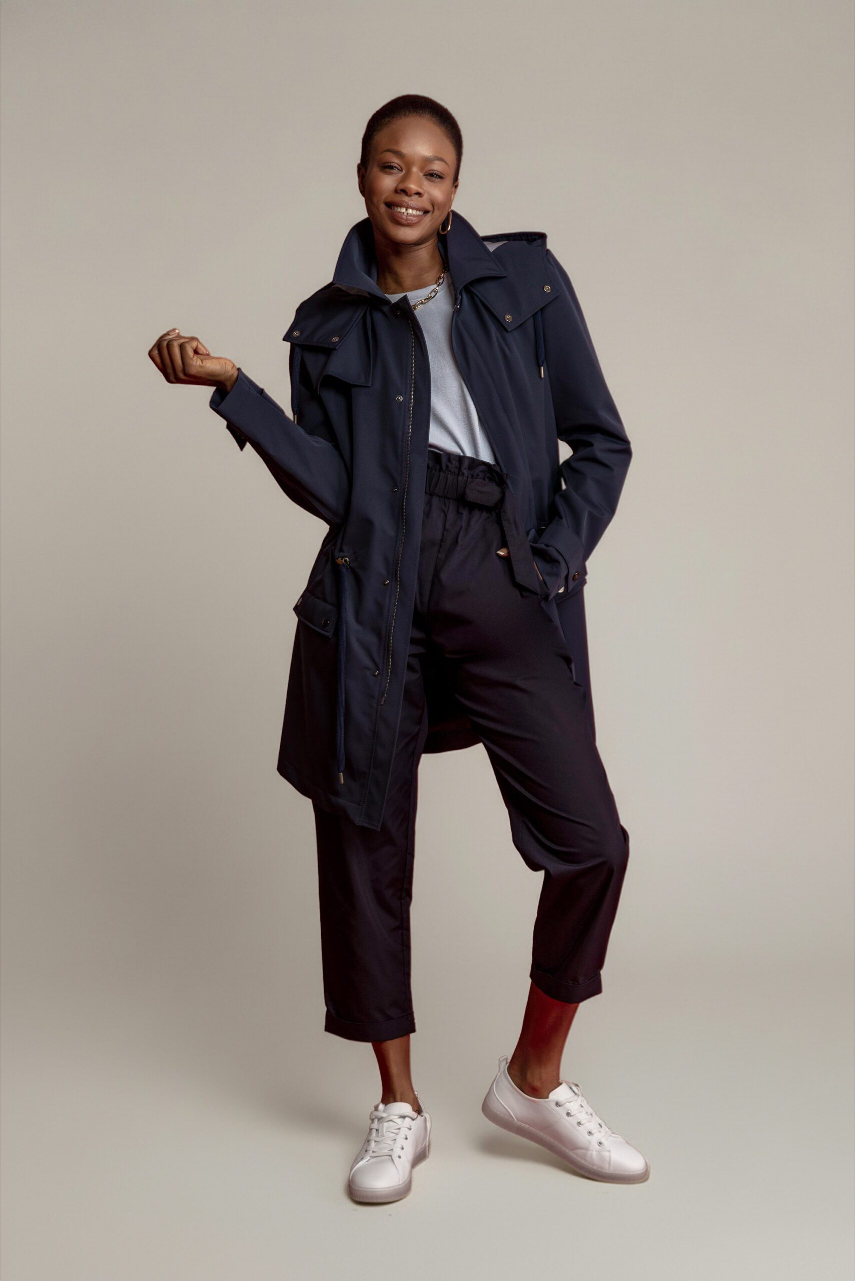 APA Parka Unisex For Her, waterproof parka in Navy Blue, Navy Laces
