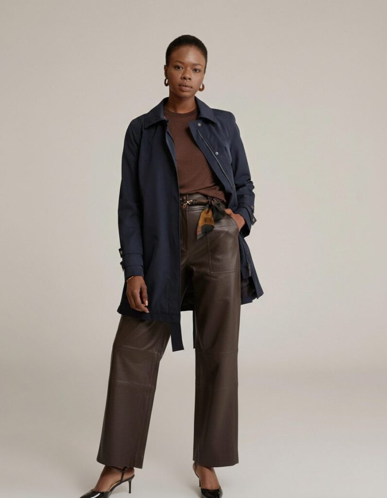 APA Classic Women, waterproof trench coat in Navy Blue