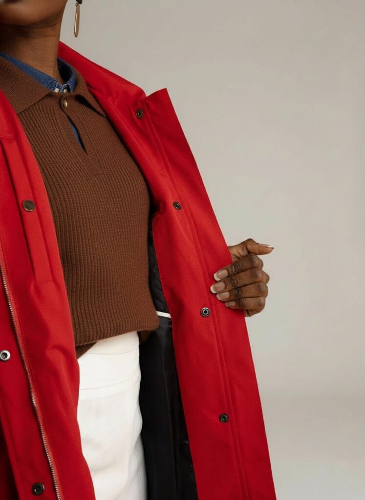 APA Classic Women, waterproof trench coat in Reddest Red