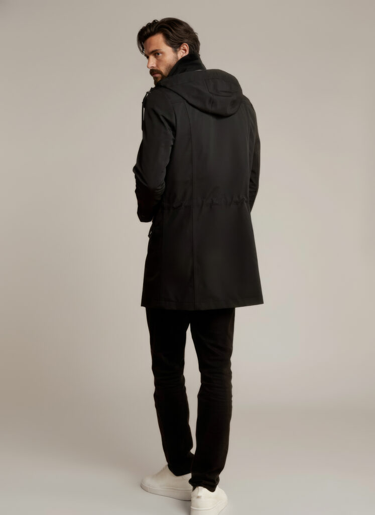 APA Parka Unisex, waterproof parka in Midnight Black, Navy Laces