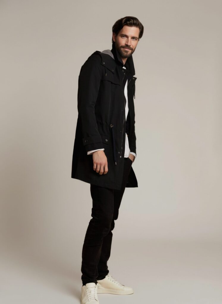 APA Parka Unisex For Her, waterproof parka in Midnight Black, Navy Laces