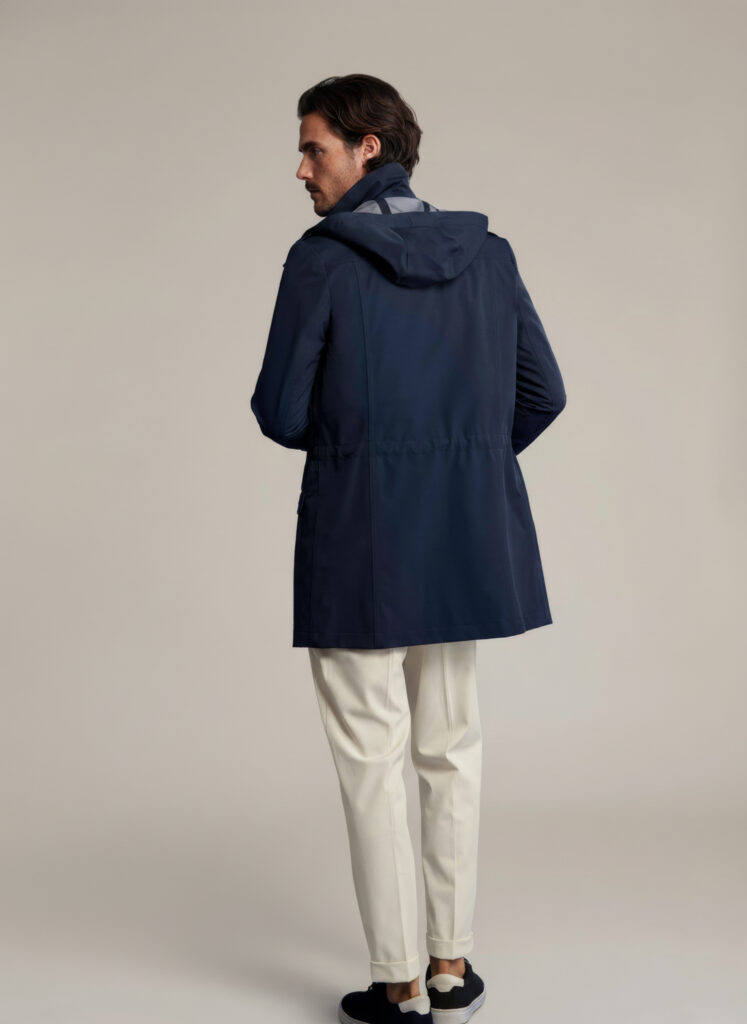 APA Parka Unisex, waterproof parka in Navy Blue, Cobalt Laces