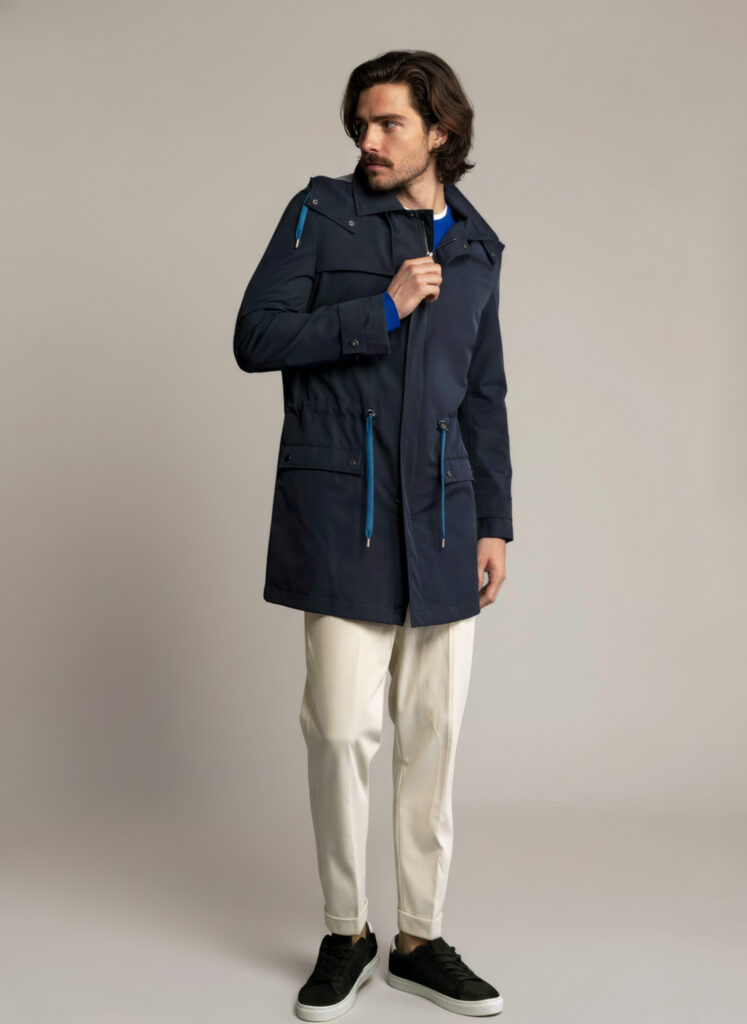 APA Parka Unisex For Him, waterproof parka in Navy Blue, Cobalt Laces