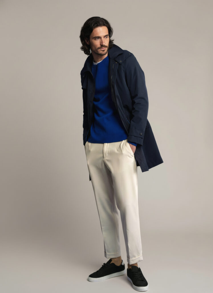 APA Parka Unisex, waterproof parka in Navy Blue, Cobalt Laces