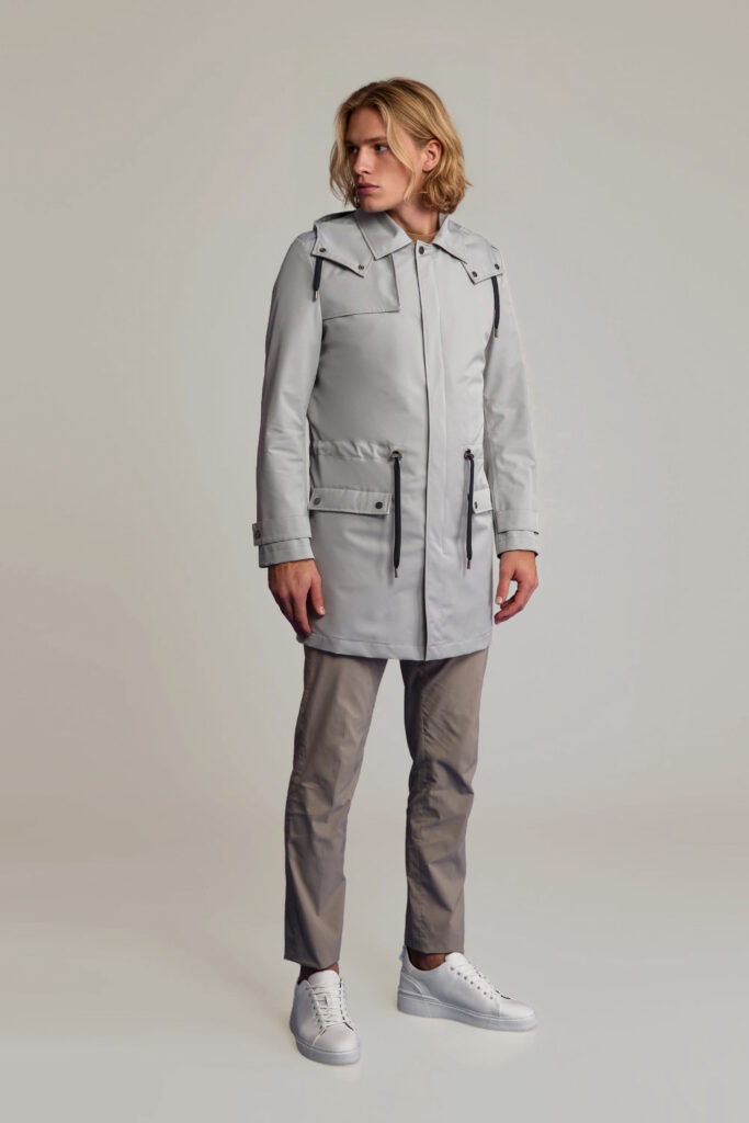 APA Parka Unisex For Him, waterproof parka in Parisian Grey, Navy Laces