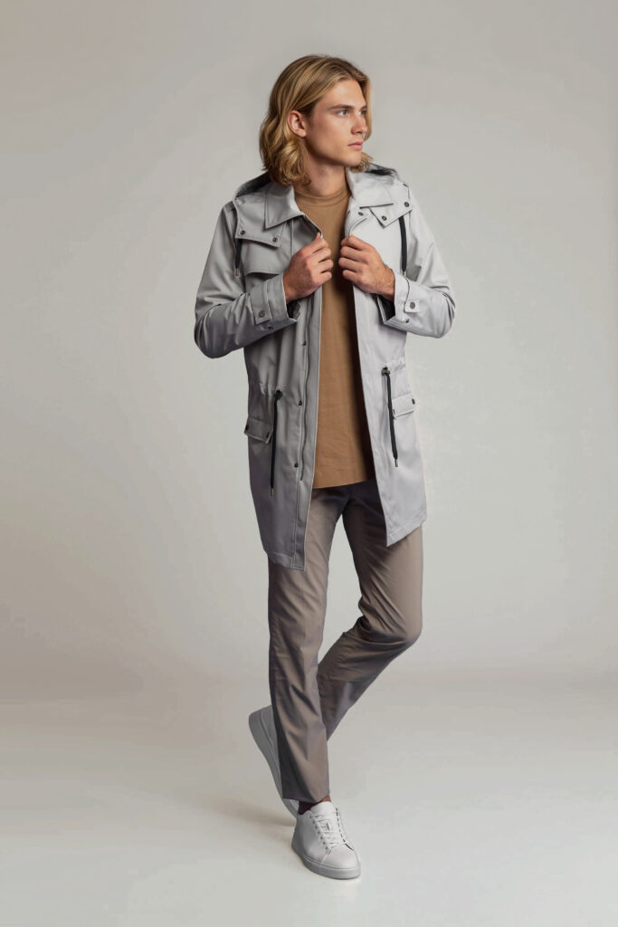 APA Parka Unisex, waterproof parka in Parisian Grey, Navy Laces