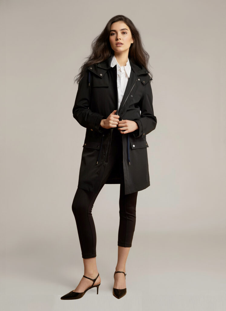 APA Parka Unisex, waterproof parka in Midnight Black, Navy Laces