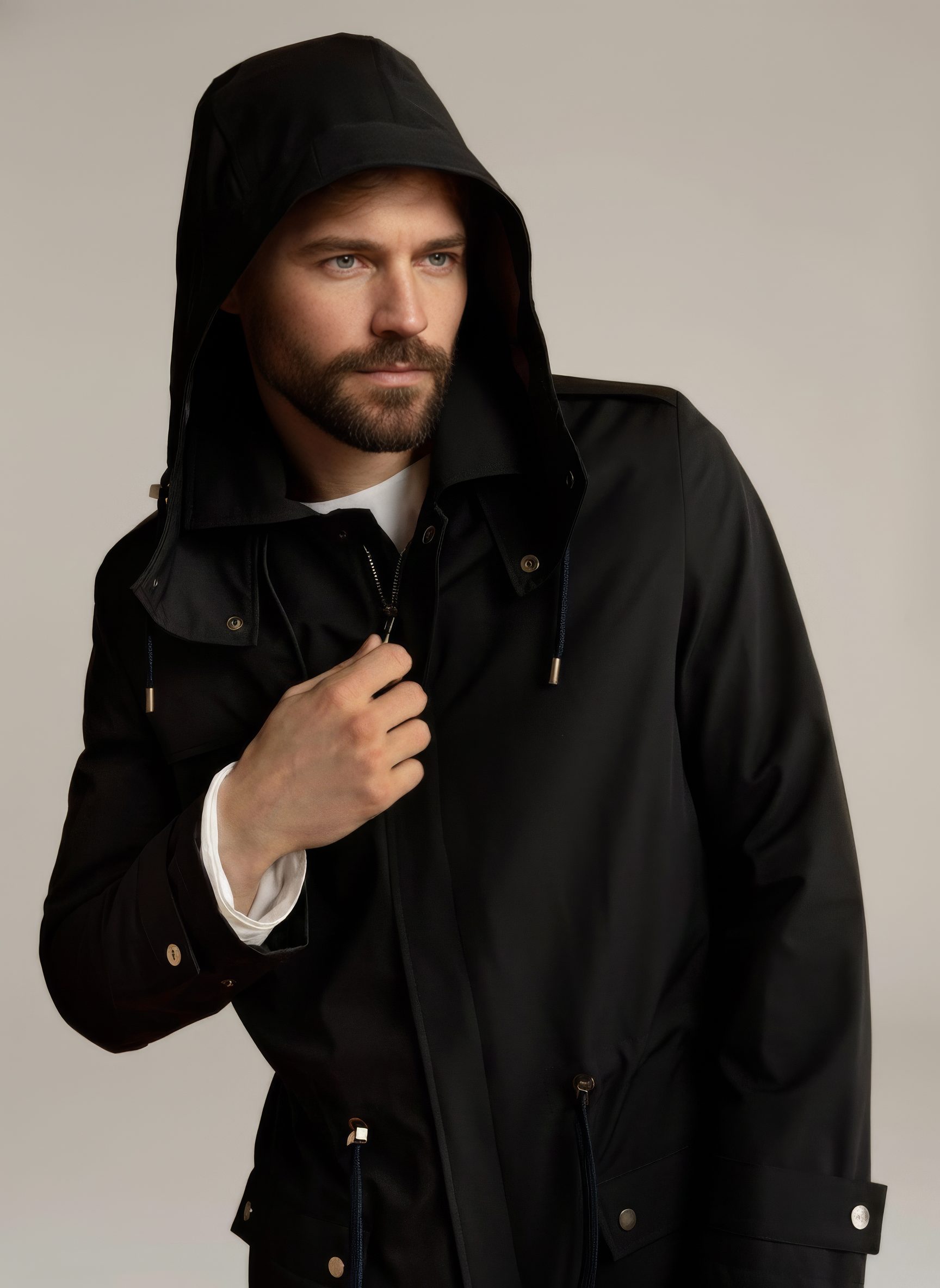 APA Parka Unisex For Him, waterproof parka in Midnight Black, Navy Laces