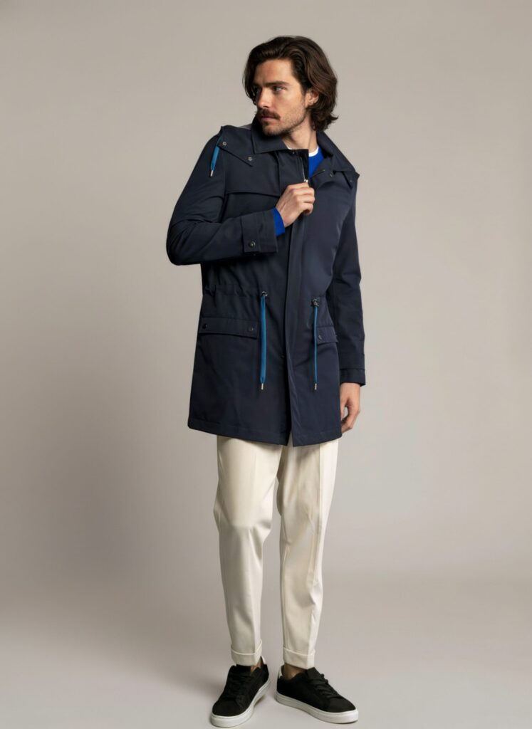 APA Parka Unisex For Her, waterproof parka in Navy Blue, Cobalt Laces